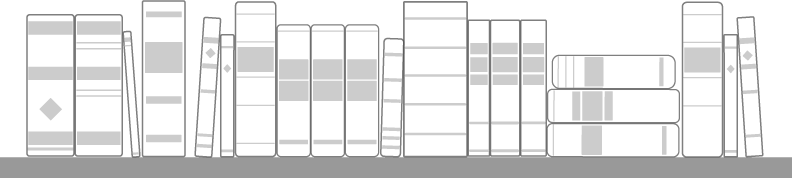 Various publications on bookshelf